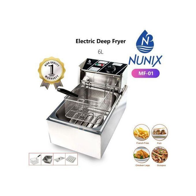 Nunix Premium Stainless Steel Electric Deep Fryer – 6L, 2500W