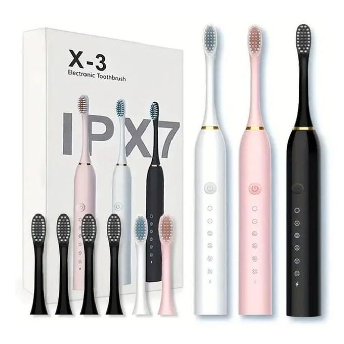 Sonic Electric Toothbrush – 3 Brush Heads, IPX7 Waterproof, USB Rechargeable