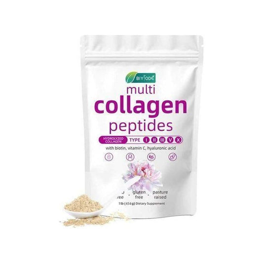 BIYODE Multi Collagen Peptides Powder with Biotin, Vitamin C & Hyaluronic Acid – 454g