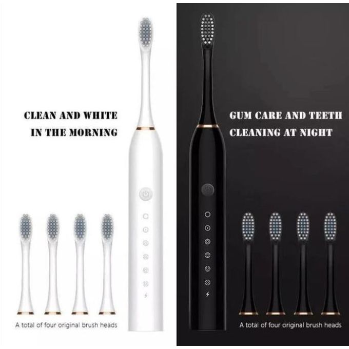 Sonic Electric Toothbrush – 3 Brush Heads, IPX7 Waterproof, USB Rechargeable