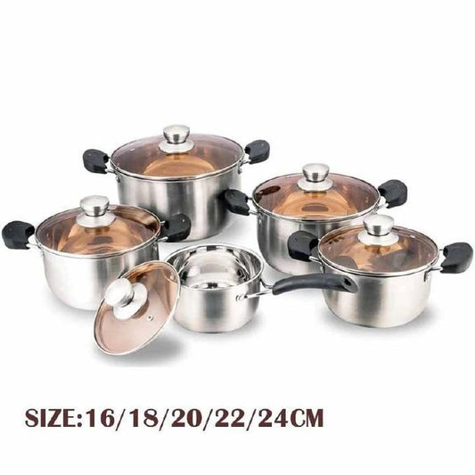 Smart Raha Life 10-Piece Stainless Steel Induction Cookware Set