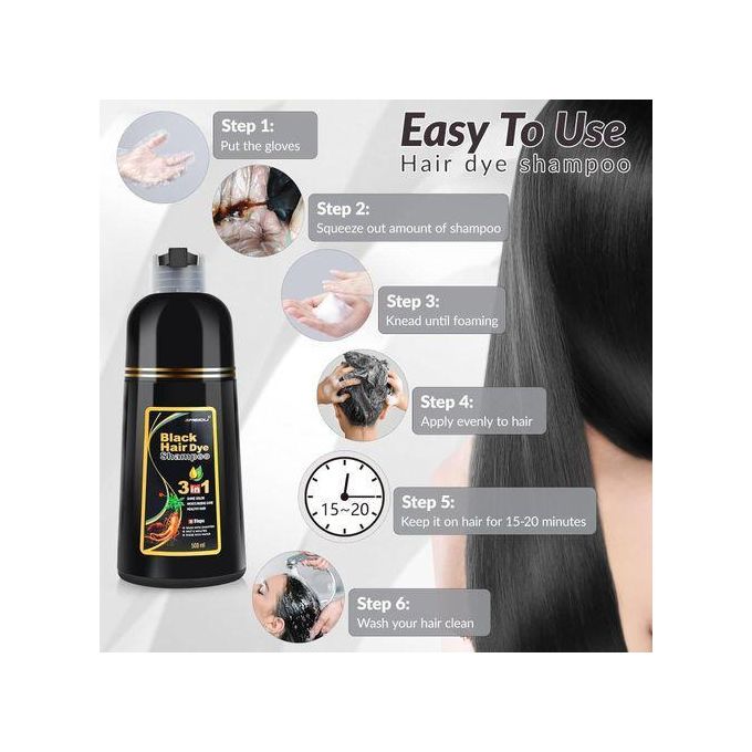 MEIDU Black Hair Dye Shampoo 3-in-1 for Gray Hair