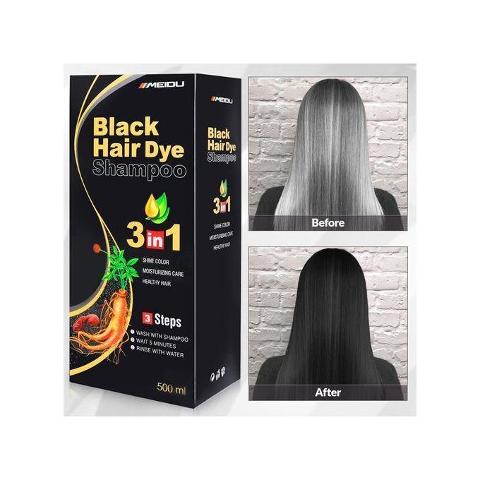 MEIDU Black Hair Dye Shampoo 3-in-1 for Gray Hair