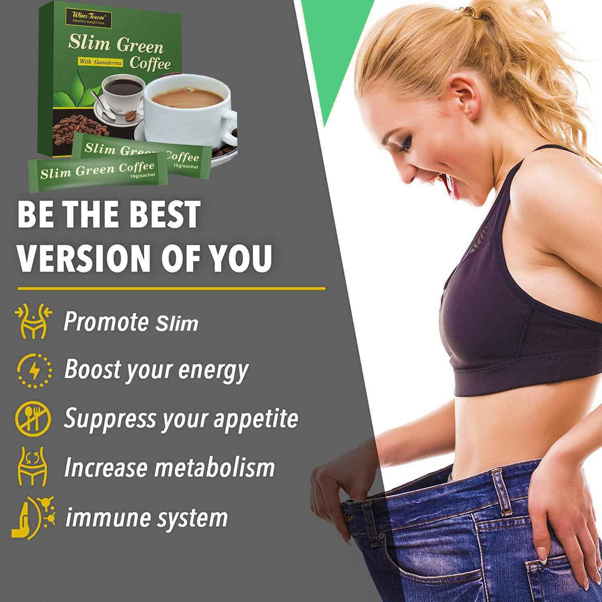 Winstown Slim Green Coffee with Ganoderma Extract – 180g
