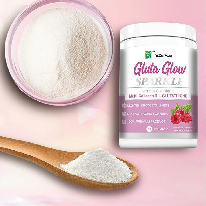 Winstown Gluta Glow Sparkle – Vitamin C, Biotin, Multi-Collagen & L-Glutathione Powder